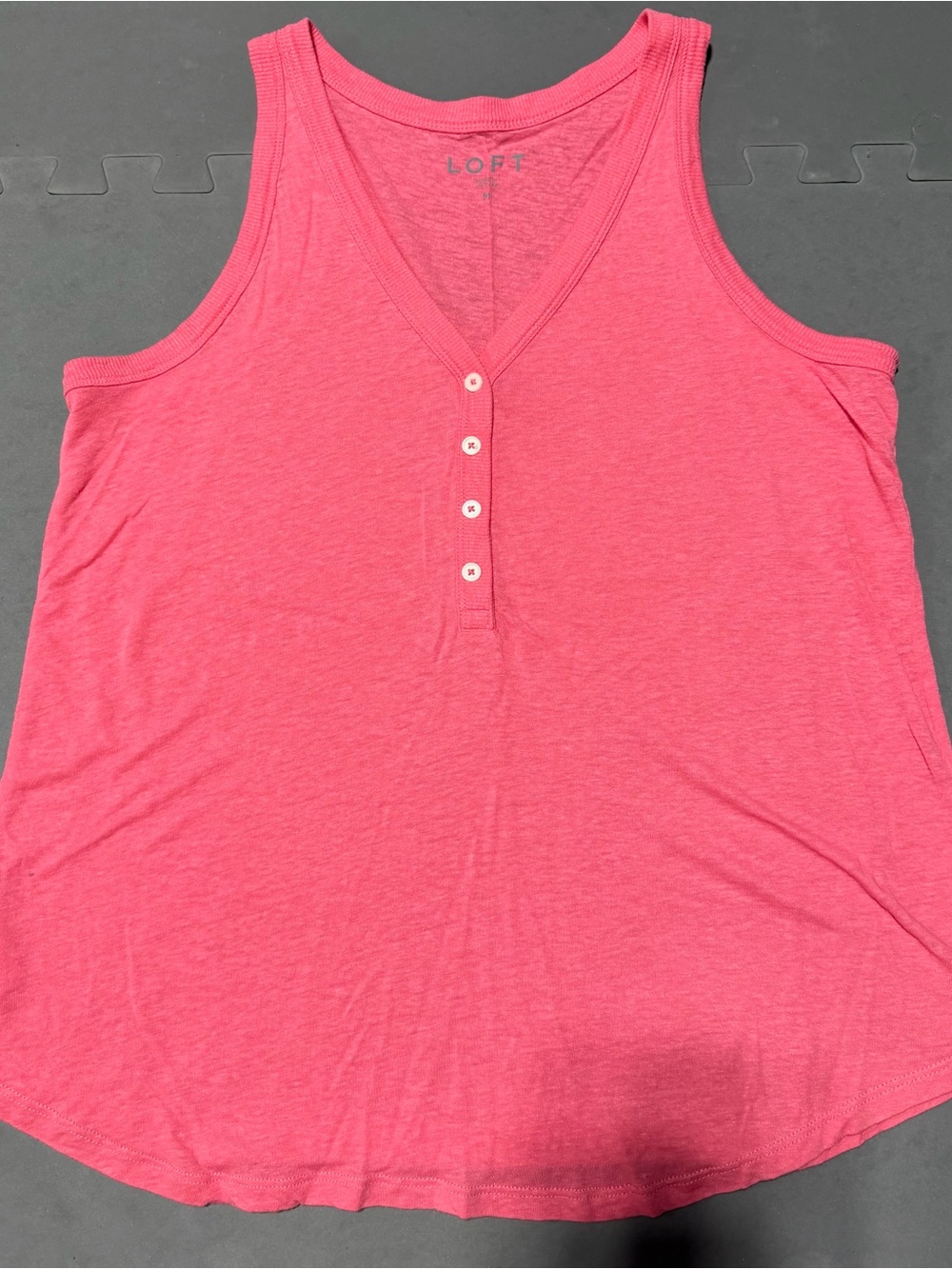 LOFT Coral Tank Top with V-Neck Button Front